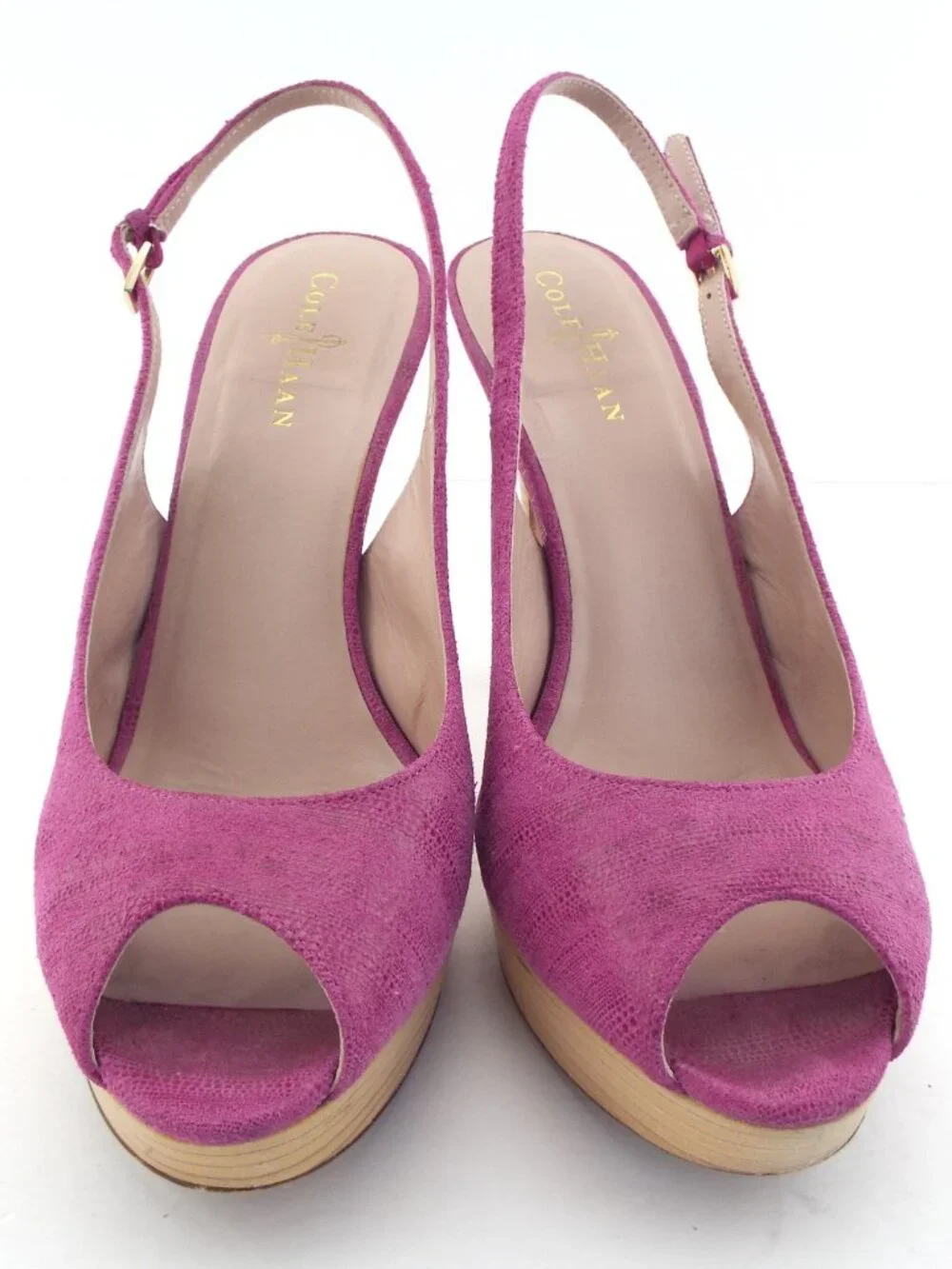 COLE HAAN Nike Air Pink Suede Leather Slingback Platform Heel Sandal Pumps 10